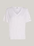 Alb Tricou Relaxed Cu Guler In V  Femei