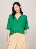 Green Ribbed Oversized Polo Jumper  Women
