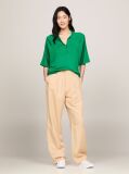 Green Ribbed Oversized Polo Jumper  Women