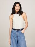 Beige Varsity Mixed Knit Slim Tank Top  Women