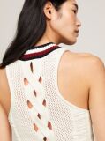 Beige Varsity Mixed Knit Slim Tank Top  Women