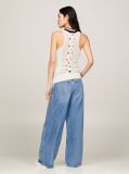 Beige Varsity Mixed Knit Slim Tank Top  Women