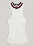 Beige Varsity Mixed Knit Slim Tank Top  Women