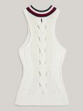 Beige Varsity Mixed Knit Slim Tank Top  Women