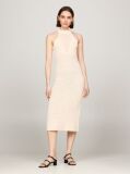 Bej Rochie Midi Crosetata Cu Guler Halterneck  Femei