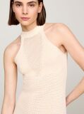 Bej Rochie Midi Crosetata Cu Guler Halterneck  Femei