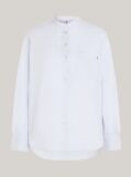 Blue Grandad Collar Oversized Voile Shirt  Women