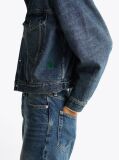 Blue Jacheta Din Denim Cu Guler Contrastant  Femei