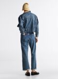 Blue Jacheta Din Denim Cu Guler Contrastant  Femei