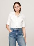 Alb Camasa Utility Regular Fit Cu Maneci Scurte  Femei