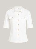 Alb Camasa Utility Regular Fit Cu Maneci Scurte  Femei