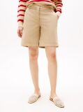 Beige Garment Dyed Turn-Up Mom Chino Shorts  Women
