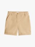 Beige Garment Dyed Turn-Up Mom Chino Shorts  Women
