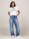 White Varsity Logo Contrast Trim T-Shirt  Women