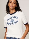 White Varsity Logo Contrast Trim T-Shirt  Women