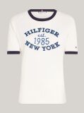 White Varsity Logo Contrast Trim T-Shirt  Women