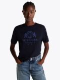 Blue Contrast Trim Crew Neck T-Shirt  Women