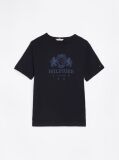 Blue Contrast Trim Crew Neck T-Shirt  Women