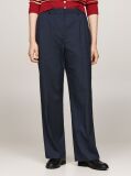 Blue Pantaloni Drepti Din Flanel  Femei