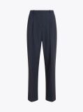 Blue Pantaloni Drepti Din Flanel  Femei