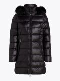 Negru Palton Puffer Cu Gluga Lucioasa Umplut Cu Puf  Femei