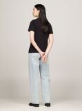 Negru Tricou Regular Cu Guler Crew  Femei