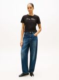 Negru Tricou Regular Cu Guler Crew  Femei