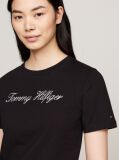 Negru Tricou Regular Cu Guler Crew  Femei