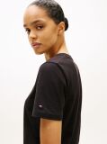 Negru Tricou Regular Cu Guler Crew  Femei