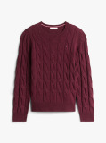 Rosu Pulover Din Tricot De Lana Pura   Femei