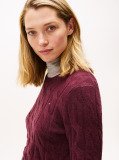 Rosu Pulover Din Tricot De Lana Pura   Femei