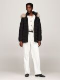 Black Faux Fur Hooded Down Jacket  Women
