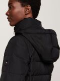 Black Faux Fur Hooded Down Jacket  Women
