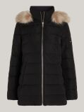 Black Faux Fur Hooded Down Jacket  Women