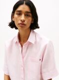 Pink Relaxed Fit Short Sleeve Linen Shirt  Women