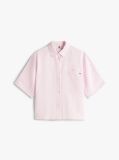 Pink Relaxed Fit Short Sleeve Linen Shirt  Women