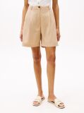 Beige Pleated Shorts  Women