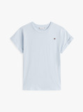 Blue Textured Crew Neck T-Shirt  Women