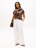Brown Textured Crew Neck T-Shirt  Women
