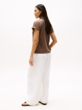 Brown Textured Crew Neck T-Shirt  Women