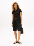 Negru Tricou Polo Slim Fit Cu Nasturi Aurii  Femei