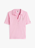 Roz Tricou Polo Regular Fit Cu Broderie Cu Logo  Femei