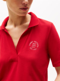 Red Regular Fit Logo Embroidery Polo Shirt  Women