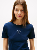 Blue Stamp Logo Slim Crew Neck Short Sleeve Tee  Women