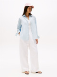 Blue Oversized Fit Adjustable Cuffs Poplin Shirt  Women