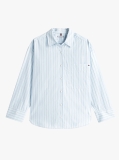 Blue Oversized Fit Adjustable Cuffs Poplin Shirt  Women