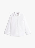 White Oversized Fit Adjustable Cuffs Poplin Shirt  Women