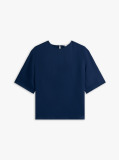 Blue Tricou Sateen Cu Croiala Lejera  Femei