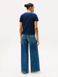 Blue Tricou Cu Guler Rotund Si Broderie Logo  Femei