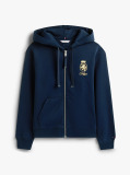 Blue Hanorac Cu Fermoar Si Broderie TH Crest  Femei